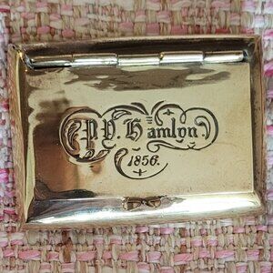 Antique 1856 Collectible Brass Travel Ashtray Snuff Box